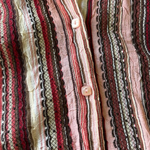 Emma James Boho Striped Blouse Size 10 – 3/4 Sleeve Button Front - Picture 3 of 9